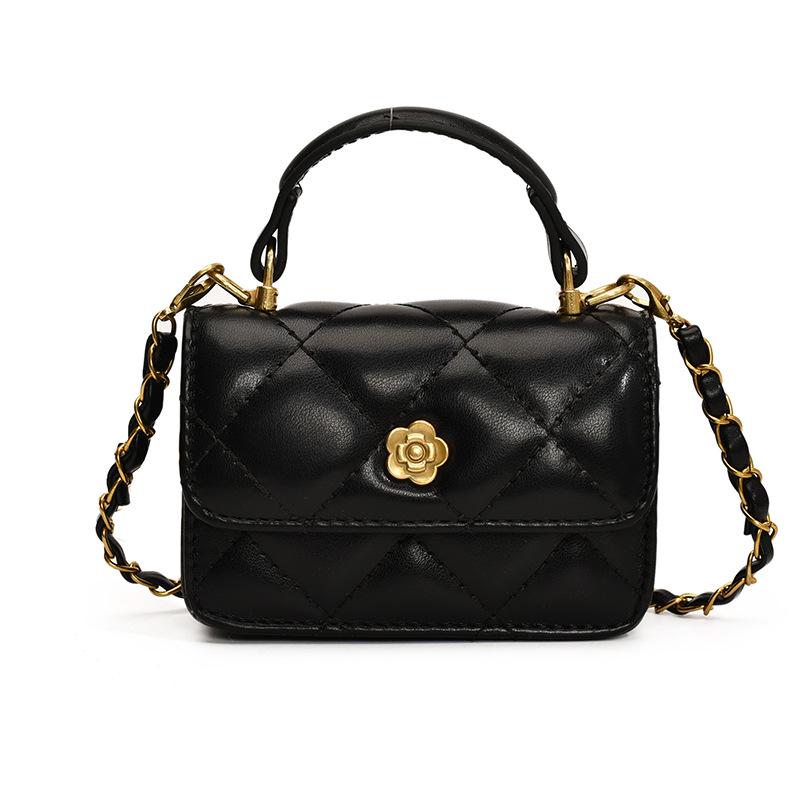 Cross-border Mini Square Kids' Handbag: Diamond Pattern, Embroidered, Versatile Crossbody and Coin Purse for Girls