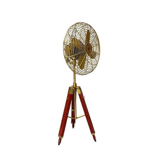 Antique Fan With Wooden Adjustable Tripod Handmade Floor Working Fan