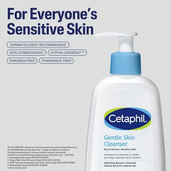 Cetaphil Face Wash by Cetaphil, Gentle Skin Cleanser for Dry To Normal, Sensitive Skin - 250 ml|Niacinamide,Vitamin B5| Paraben, Sulphate Free