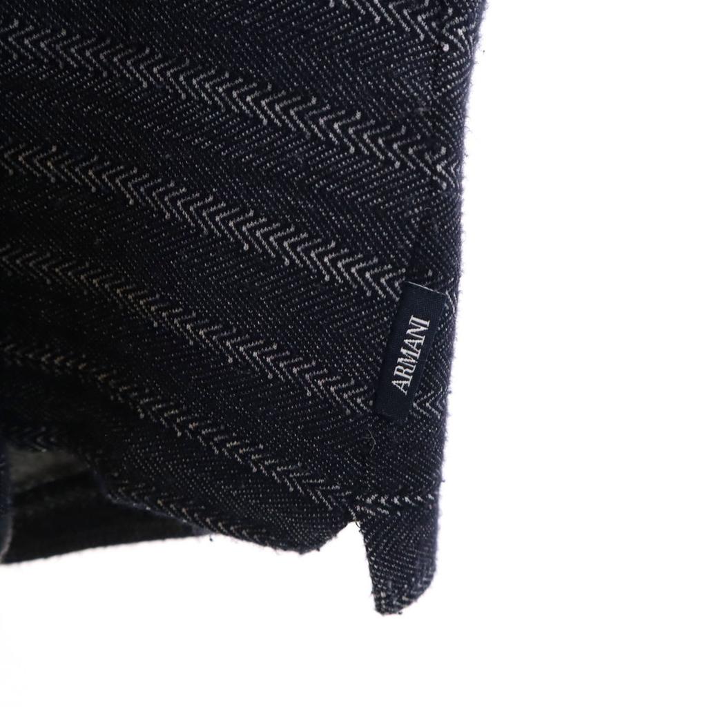 ARMANI COLLEZIONI Border Pattern Long sleeve Oversize knit XL Navy tops Men's Used