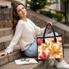 Autumn Maple Leaf Printed Tote Bag Portable Daily Carry Handbag for Ladies Casual Travel Shopping Use
