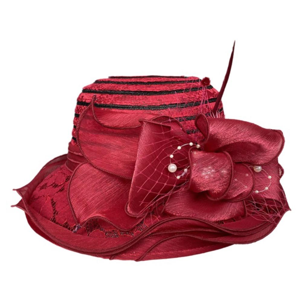 Breathable Ladies Fascinator Hat Wide Brim Foldable Sun Cap Bowknot Design French Style Bucket Hats Photography Accessory