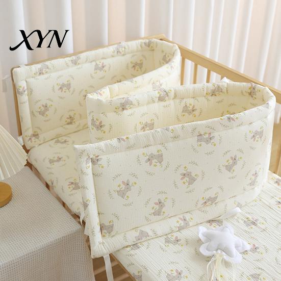 Breathable Cotton Crib Liner Bumper Pad for Newborns, Anti-collision Fixed Quilting Durable Bed Surround Liner, Easy Install Soft Protective
