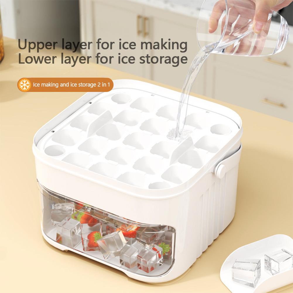 1Pc 50-Cube Ice Maker Extra Large, Double-Layer Tray with Lid, Food-Safe Material, Easy Ice Release, Ideal for Parties Drinks
