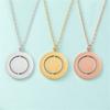 Rotating Double-layer Circular Pendant Necklace with Adjustable Chain Stainless Steel Jewelry for Women and Teen Girl
