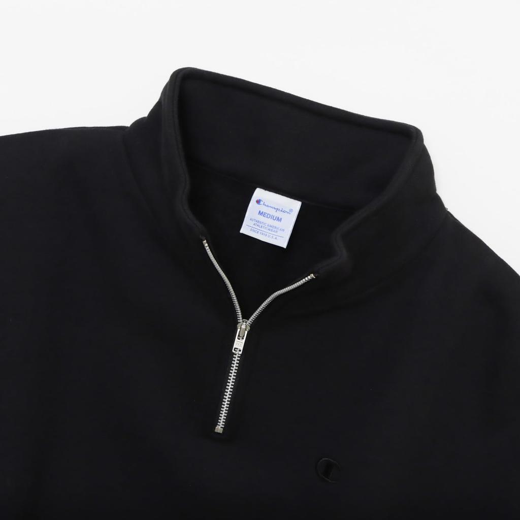Champion Basic Long Sleeve Logo Black Women's One-Point Half-Zip Sweatshirt, (CWSY011Z)