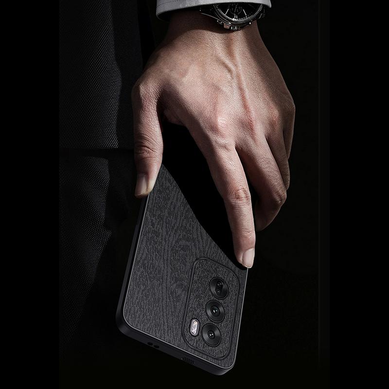 For Oppo Reno12 Pro 5G (Global) Case Wood Texture PU Leather Coating Hybrid Phone Cover