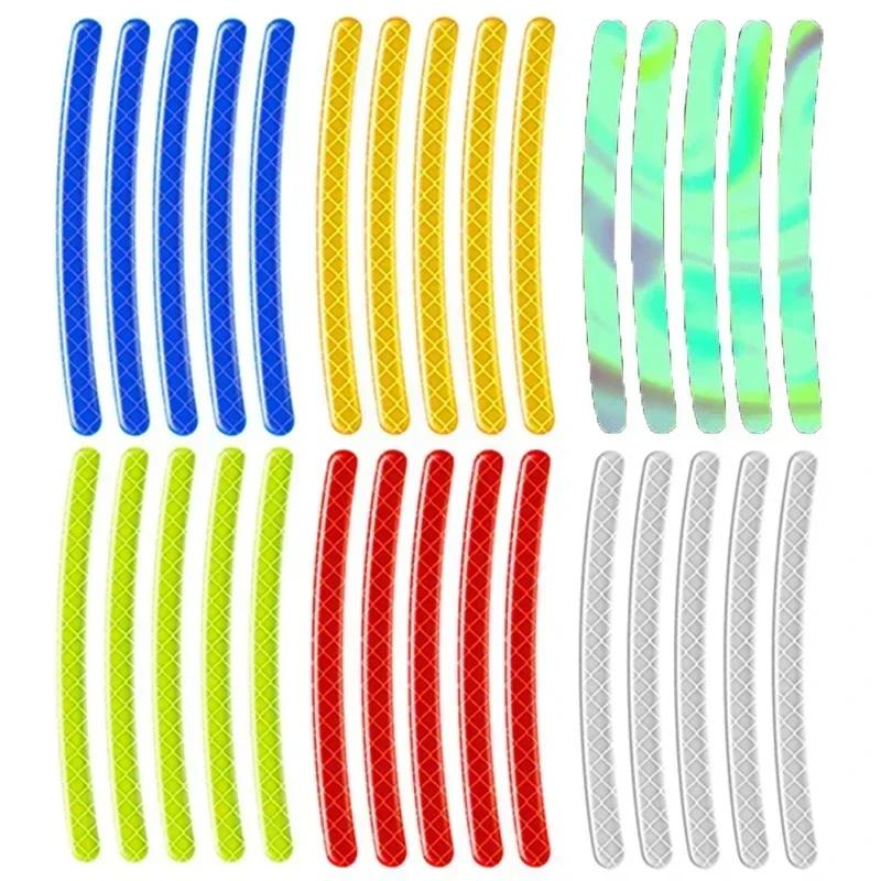 40/20pcs Car Wheel Tire Hub Reflective Strips Car Motor Tyre High Reflective Night Warning Safety Driving Reflector Sticker