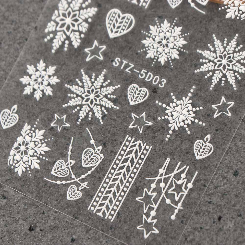 Snow Snowflakes Christmas 5D Nail Decals Nail Art Stickers Manicure Design DIY Nail Art Decoration