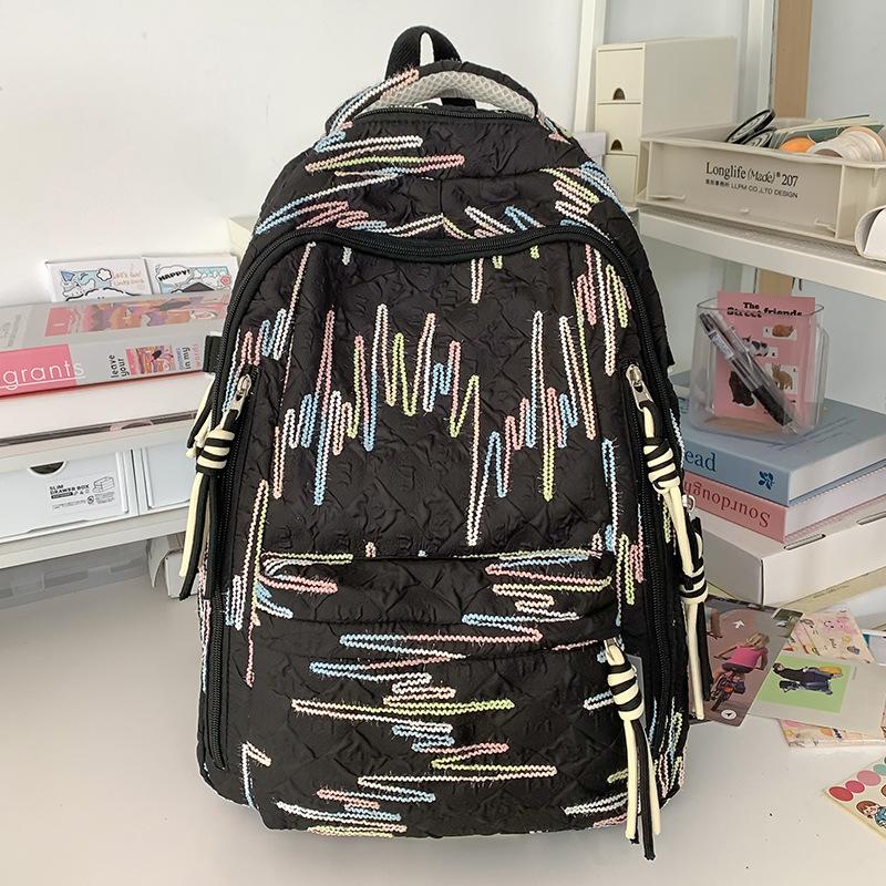 Schoolbag Children Elementary School Girls High School Large Capacity High Appearance Ins Striped Backpack