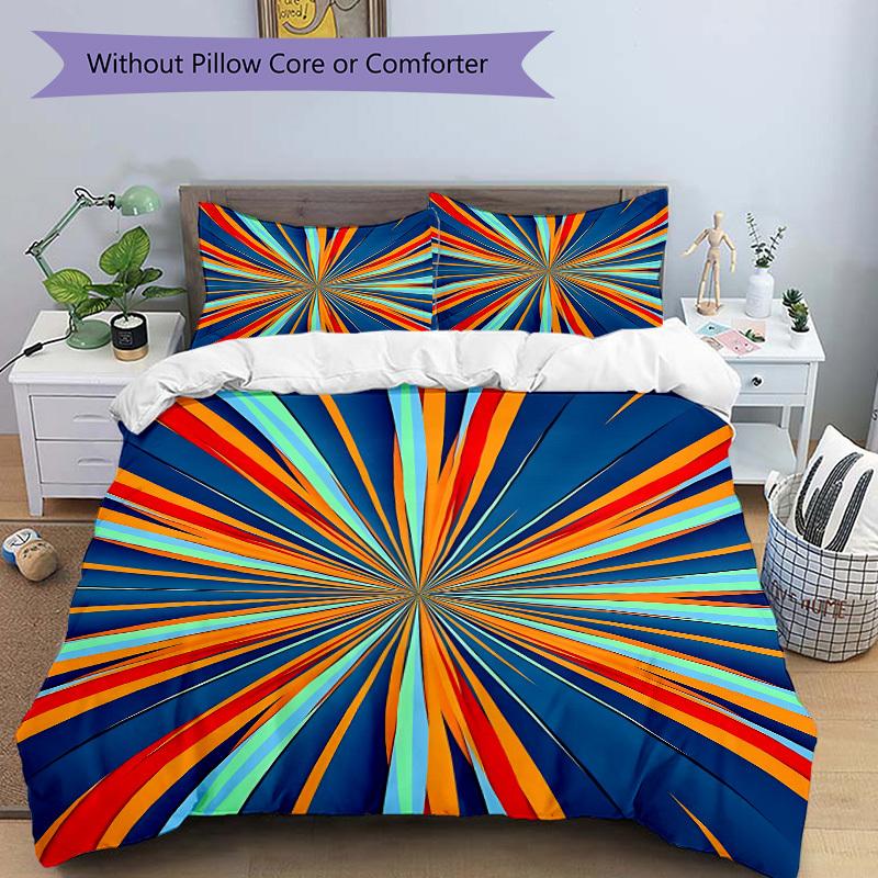 Juego de Fundas de Colcha de Colores Radiantes de 3 Piezas - 1 Funda de Edredón + 2 Fundas de Almohada, Decoración de Dormitorio para Todas las Estaciones, Perfecto para el Hogar038