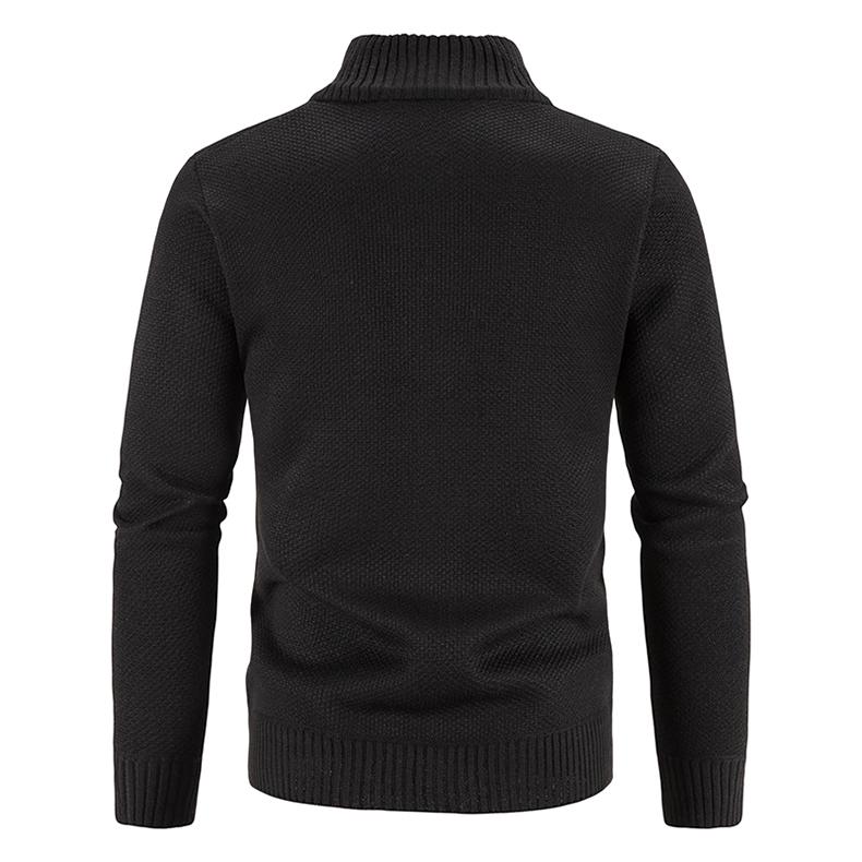 Cardigan de toamnă/iarnă pentru bărbați mărime plus, din catifea îngroșată, cu guler înalt - Palton cu croială slim.