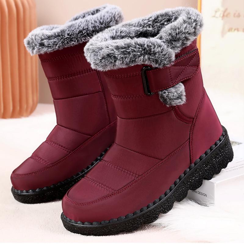 Snow boots, winter women's boots with plush and thick cotton boots, polyurethane long boots, high cut and thick soled cotton shoes