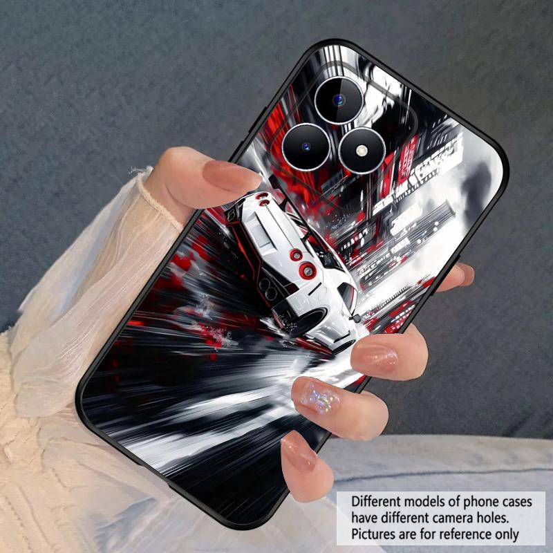 A car in the rain For Oppo Realme 11 12 12X 14 Pro Plus 8 C55 C63 65 67 75 51 53 GT 2 7 Neo 3 5 SE 7 50 silicone soft phone case