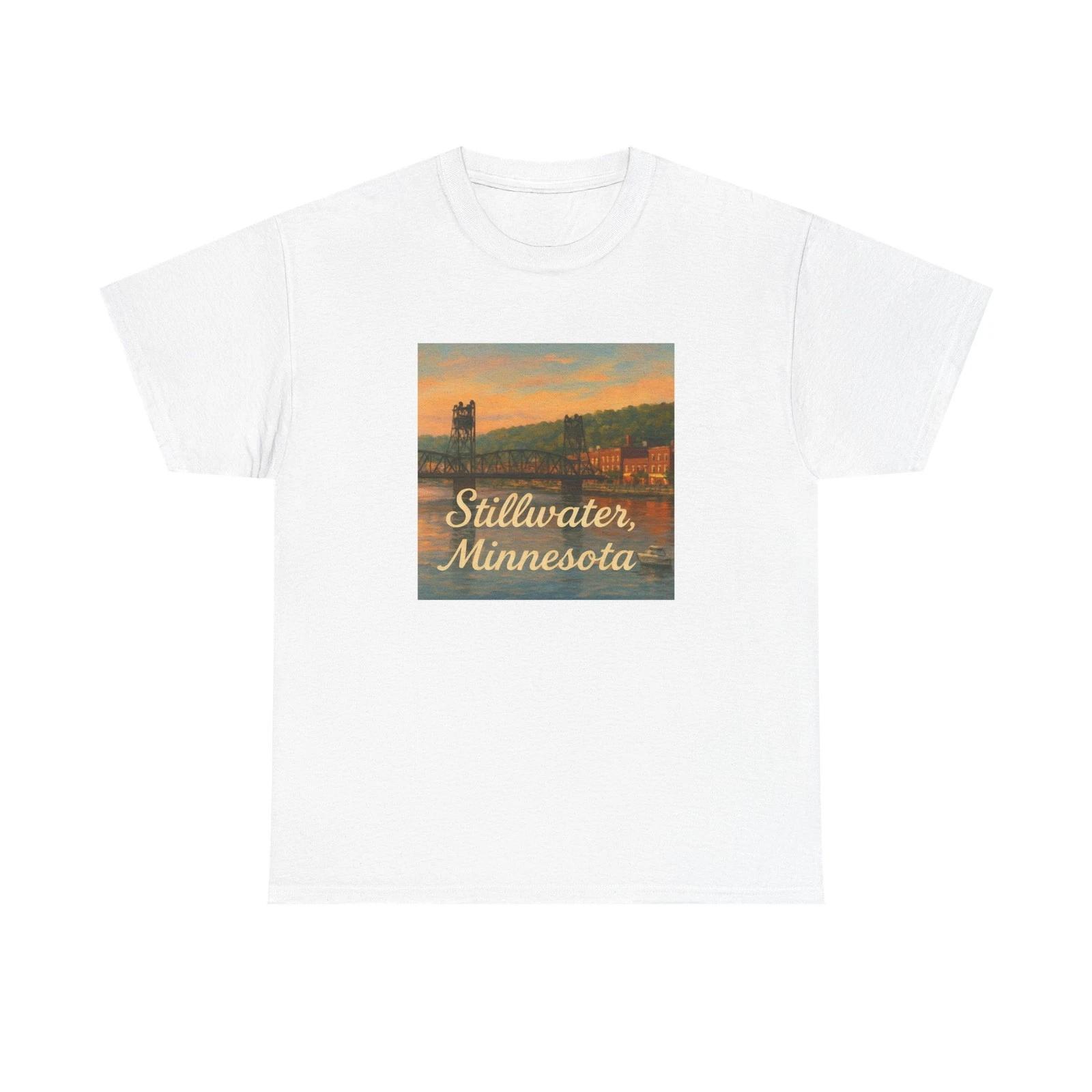 Unisex Adult T Shirt Stillwater Minnesota Riverfront Art L