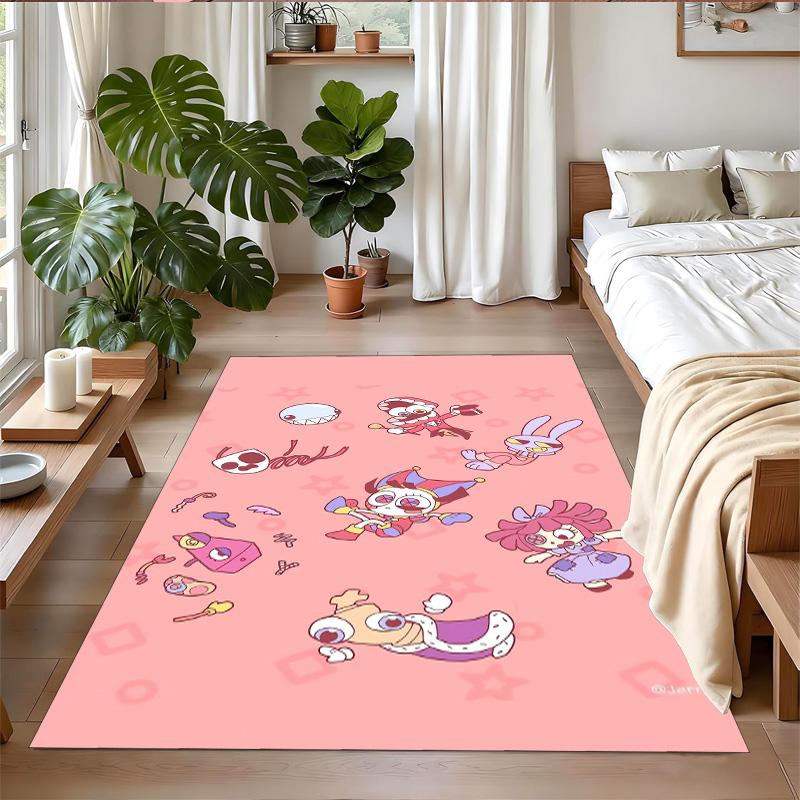 Anti‑Slip Crystal Velvet Floor Rug, The Amazing Digital Circus Design Carpet for Indoor Living Bedroom Home Decoration