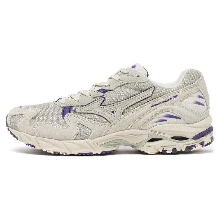 Mizuno Wave Rider 10 Non-Slip Durable Breathable Low-Top Running Shoes Men sneaker Purple White D1GA331701