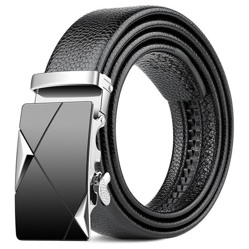 Men's Belt Genuine Leather Business Automatic Buckle Two-layer Cowhide Trendy Young Men's Trousers Belt