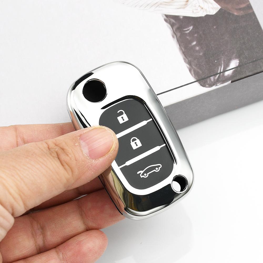 

Soft TPU Filp Folding Shell Fob Holder for Renault Clio Megane Kangoo Master Fluence Modus Lada Car Remote Key Case Cover срібний