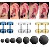 1Pair 316L Stainless Steel Dumbbell Stud Earrings For Women Men, Hip Hop Rock Hypoallergenic Cartilage Tragus Piercing Jewelry