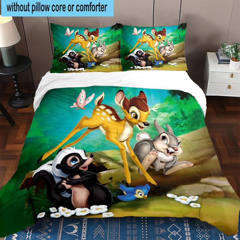 3PCS Classic cartoon Bam Deer 3pcs Bedding,Including 3PCS Duvet Cover And 2pcs Pillowcases Perfect for Christmas,Ideal for Bedroom, Dormitory