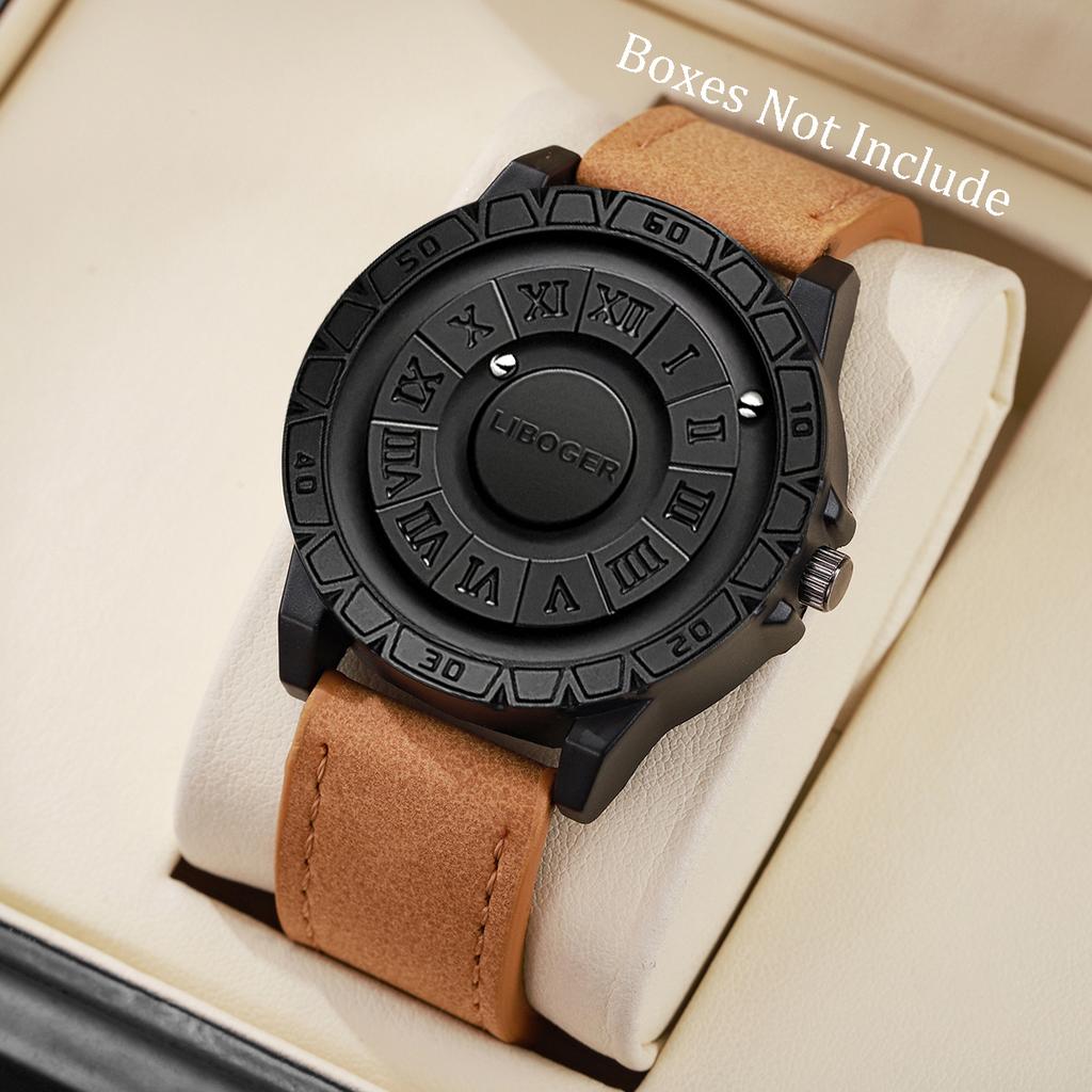 Luxury Magnetic Suspension Men Business Watches Casual Leather Strap Quartz Wristwatch Reloj Hombre