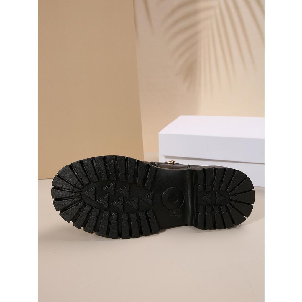 Autumn and Winter New Round Toe Thick High-heeled Short Boots, Side Zipper Waterproof Platform Women's Shoes