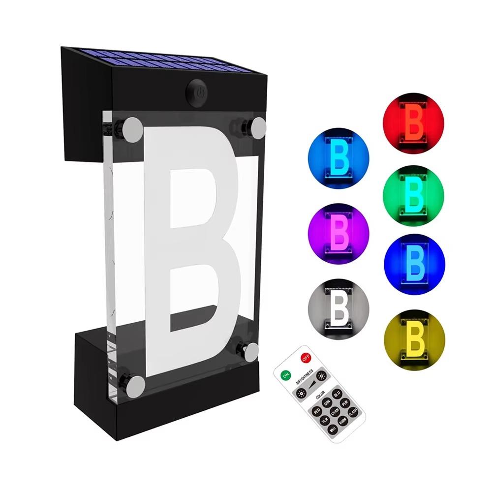 3D Acrylic Solar Powered House Number Sign Outdoor Address Plaque Lamp Home Driveway