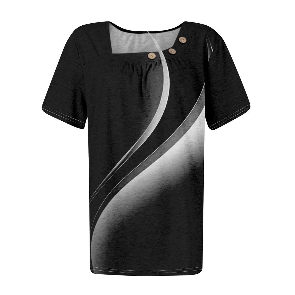 Tops de verano para mujer, estampados para mujer, cuello redondo, manga corta, cómodos, camisetas para mujer