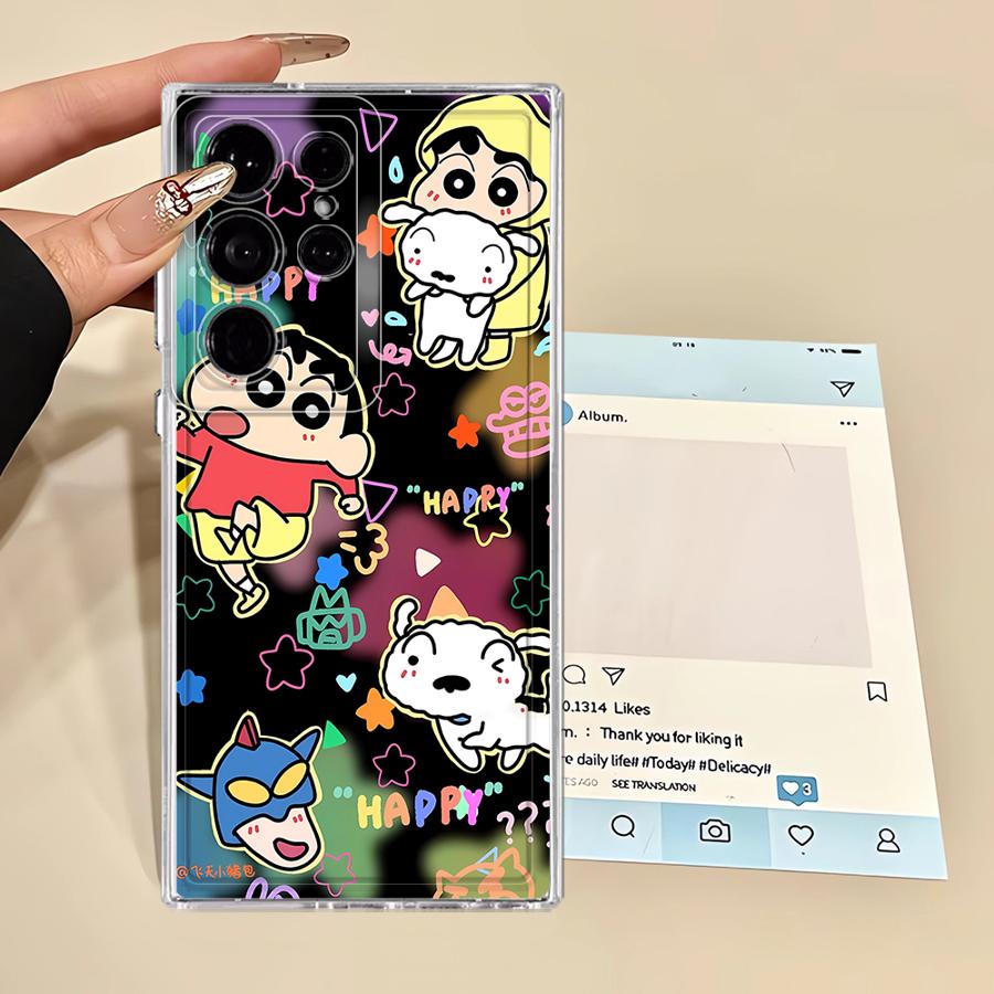 Cute Crayons Shinchan Case for Samsung Galaxy S23 Ultra S20 Plus S22 FE S26 Note 20 Ultra 10 S24 S21 S25 Edge Phone Cover