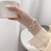 Korean Style S925 Sterling Silver Geometric Cutout Bracelet: Women's Retro Hong Kong Style Bangle