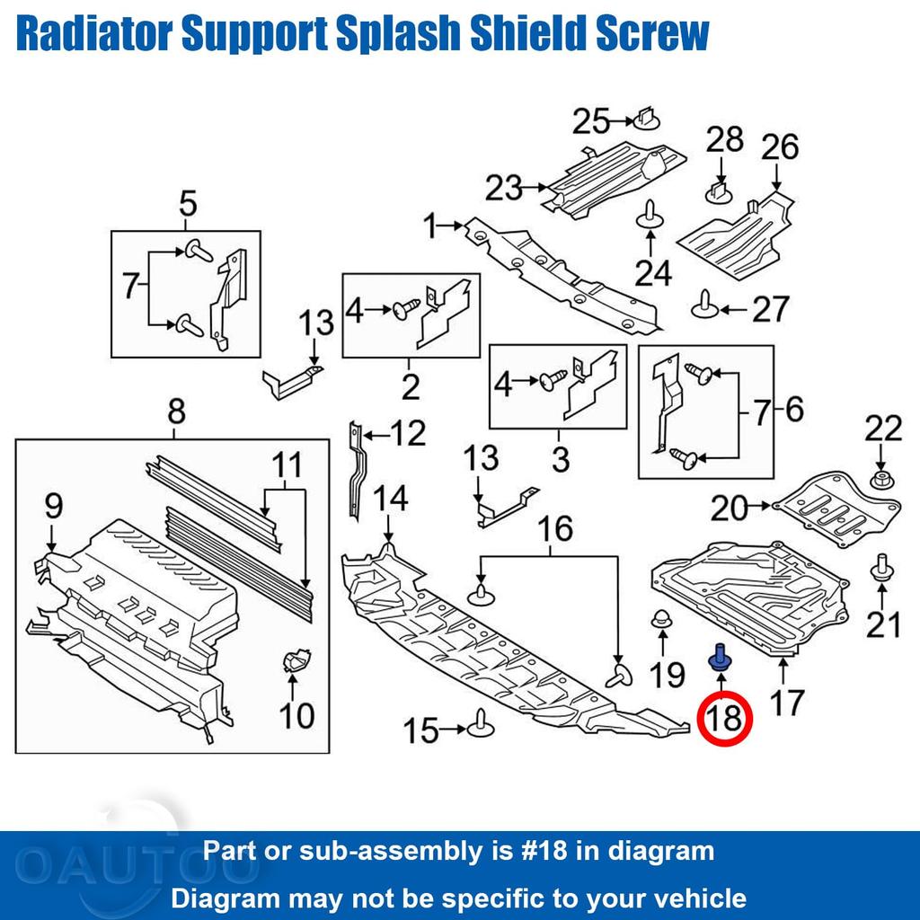 OAUTOO 20Pcs Bumper Cover Splash Shield Bolt Fender Liner Screw W716345-S450B For Ford Edge Escape Explorer F150 Fushion Maverick Fis Mustang MKC MKX