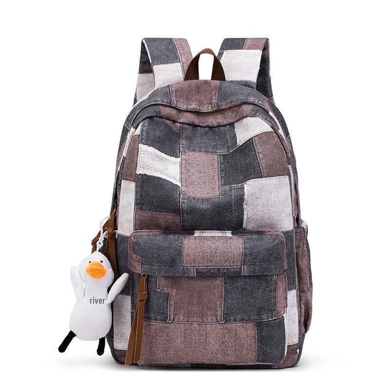 Women's Retro Plaid Large Capacity School Backpack - Japanese College Style
