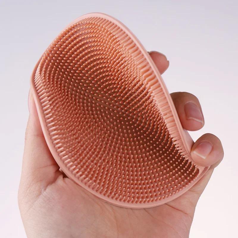 Silicone Body Scrubber Natural Bristles Skin Exfoliator Scrub Shower Sponge Brush Silicone Bath Shower Brush