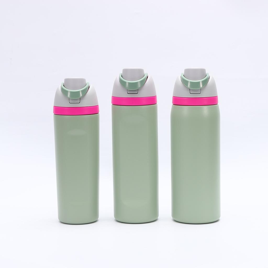 Nerezová termoska s dvojitým víčkem, Pánský a dámský sportovní pohár na ovoce pro outdoorové aktivity, Vysoce hodnotný skákací pohár s provázkem