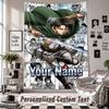 Wandbehang-Gobelin mit individuellem Namen & Text, Attack on Titan Dekorativer Gobelin für das Schlafzimmer