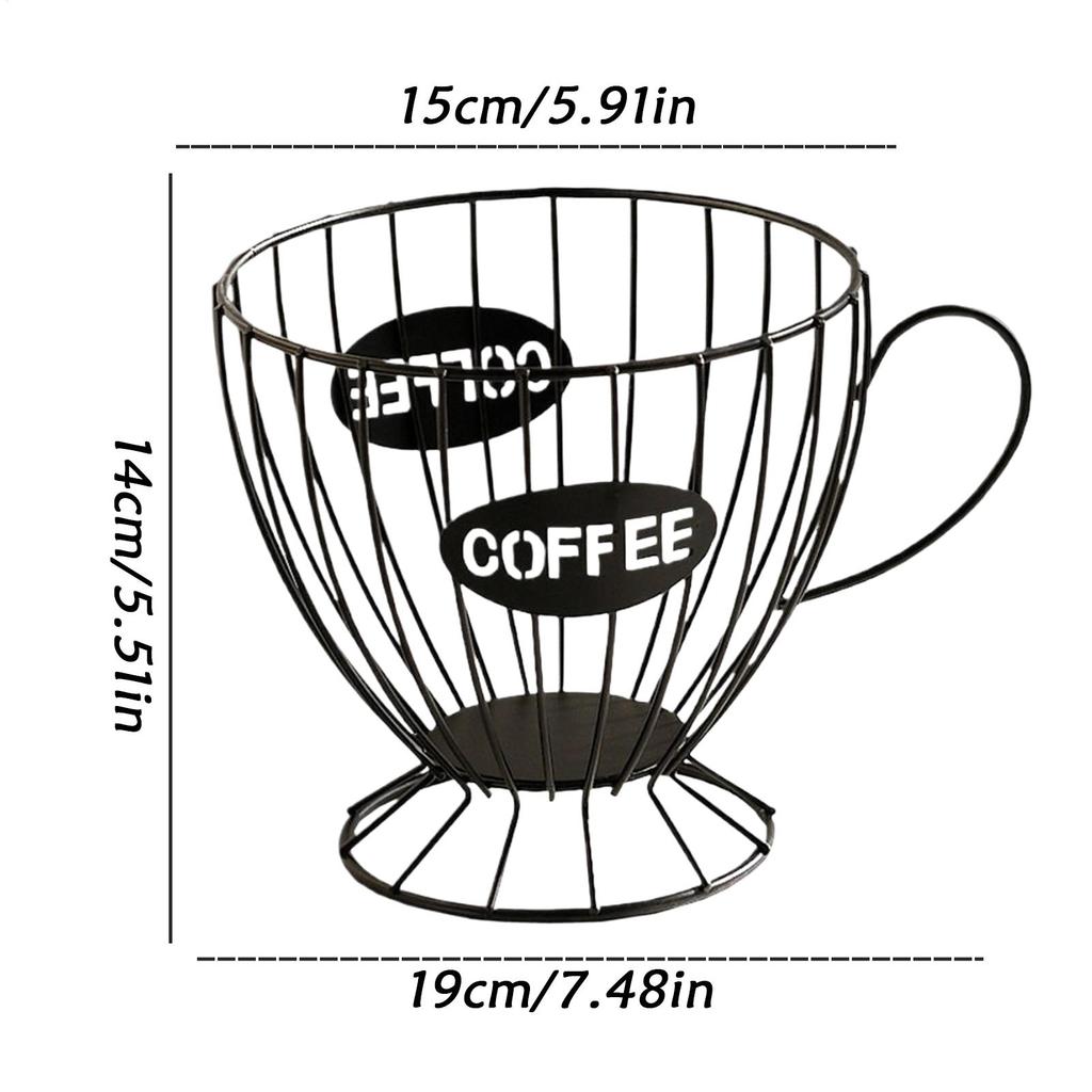 Coffee Pod Basket Metal Wire Large Capacity Reusable Modern Organizer Coffee Pod Holder Organizer for Home Kitchen Study Cafe
