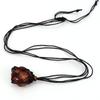 Handmade Black Rope Woven Natural Stone Crystal Rough Stone Mesh Pocket Adjustable Necklace Pendant N708