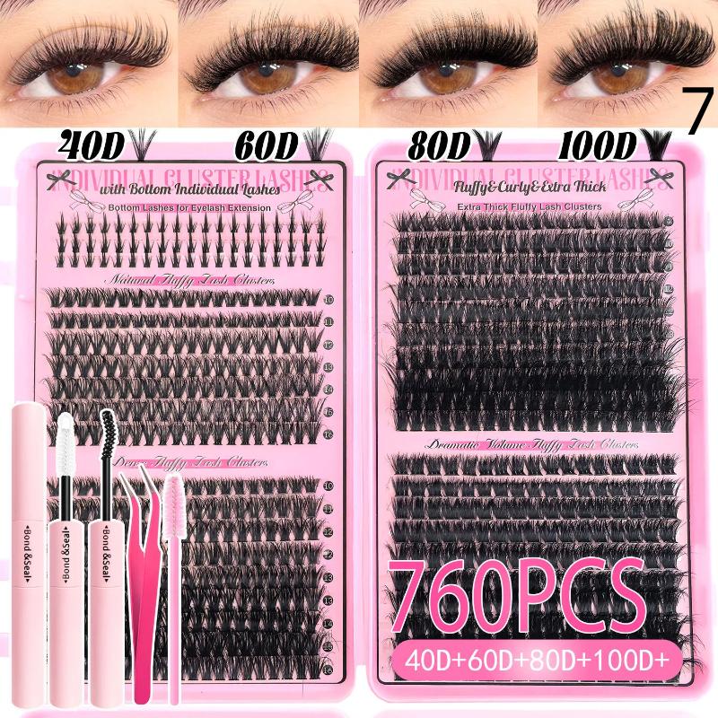 Lash Bond Asend Seal Eyelash Clusters Lasting Double-Ended Fixed Eyelash Glue Remover Tweezers Kit Eyelash Curler Brush Kit Tool