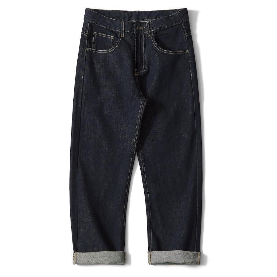 American Trendy Brand Denim Primary Color Jeans Men's Autumn New Pure Cotton Casual Loose Straight Wide-leg Trousers