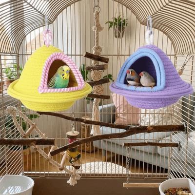 Decorative Warm Sleep Bird Cage Nest Handmade Weave Thickened Bird Hanging Bed Windproof Bite Resistant Pet Habitat All Season