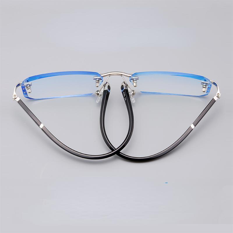 Unisex Ultra Light Diamond Cut Myopia Glasses Blue Light Blocking Near Sight Eyewear Fashion Rimless Eyeglasses 0 To -4.0