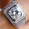Luxury 925 Sterling copper Ring With Zircon Crystal Ring For Men Zircon Gift
