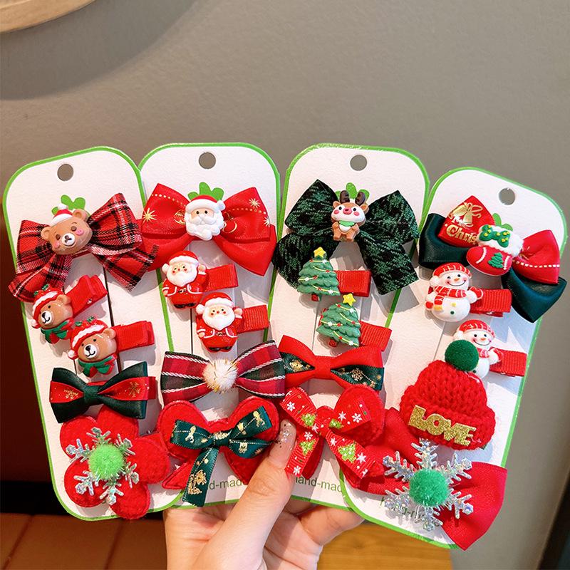 Weihnachten Weihnachtsmann Plüsch Haarspangen für Mädchen - Niedliche Pony- & Seitenklammern