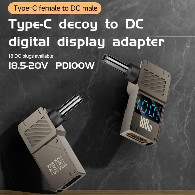 PD 100W Laptop Charging Adapter Type-C to DC 4.0x1.35mm Digital Display Fast Charging Converter