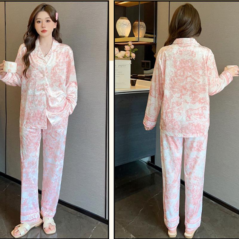 Velvet Pajamas Women Korean Style Casual Warm Long Sleeve Lapel Shirts Pants Home Clothes Two Piece Pajamas