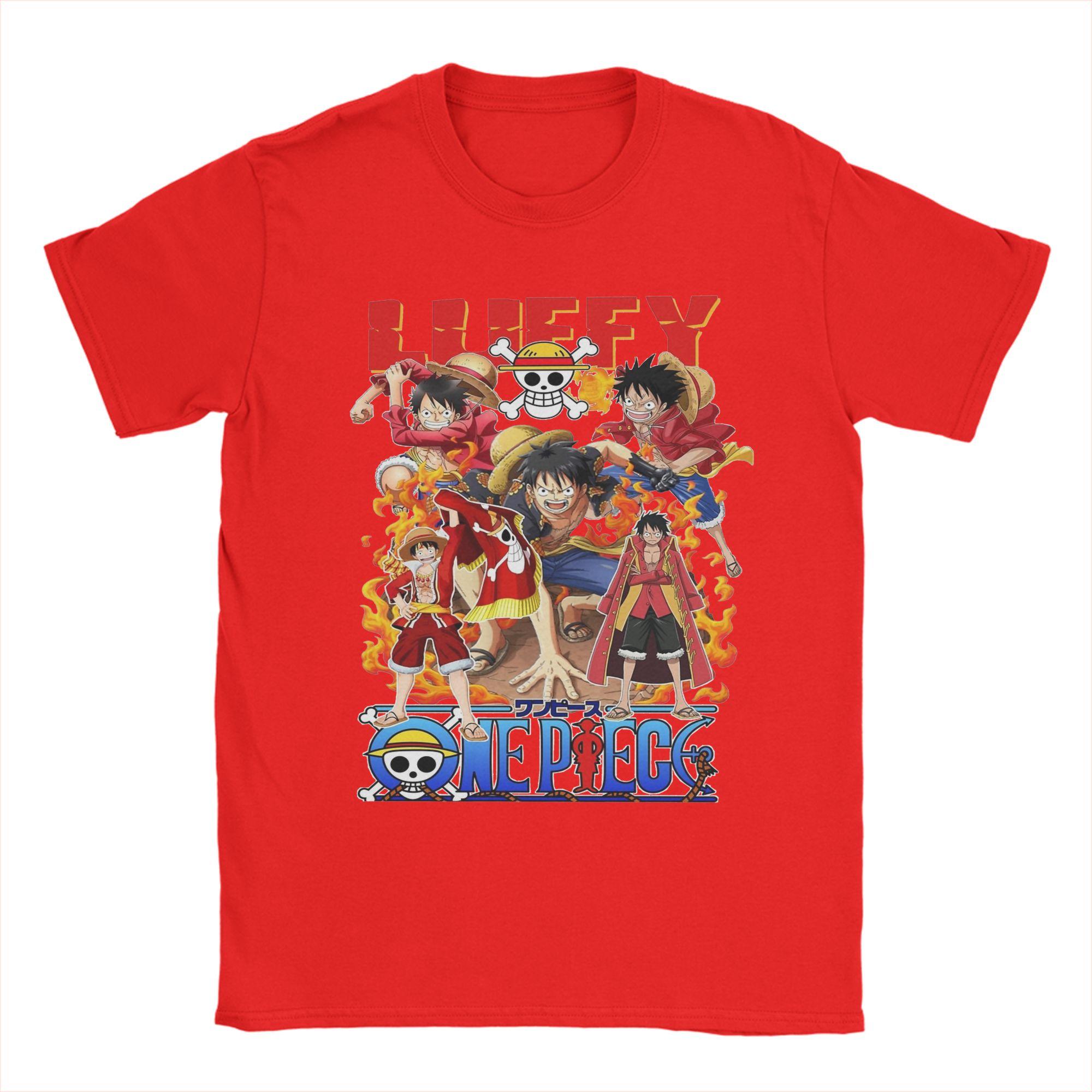 

Ones Pieces Luffy TShirts for Men Funny 100 Cotton Tees Round Collar Short Sleeve T Shirt Party Clothing S