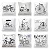 Retro Bicycle Collection Digital Printing Short Plush Pillow Covers Decorative For Car Sofa Office Cushion Cover Home Goods