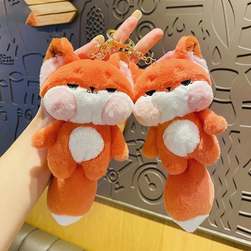 Cute Big Tailed Fox Plush Pendant Plush Toy Cute Car Pendant Fox Drop Ornament  Bag Accessories Key Chain Pendant