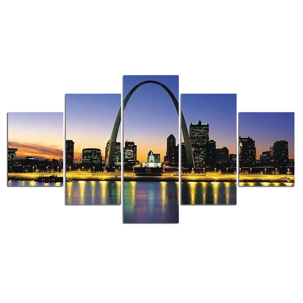 

Плакат Картина 5 шт. вид на город Настенные картины для гостиной Настенное искусство Холст Картина Постеры и принты 20x35cm*2 20x45cm*2 20x55cm*1